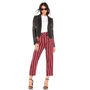 Free People Burgundy Striped  Cropped Pant